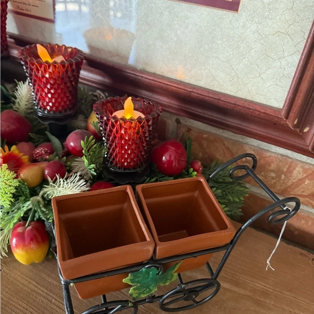 Vintage 1985 Brown and Black Decor Cart with Rustic Accents